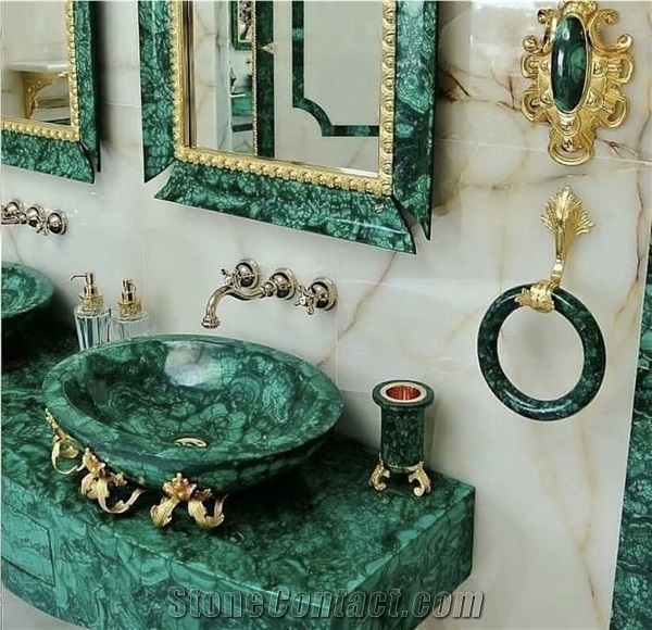 Green Malachite Gemstone Semi Precious Jade Tile Slab Panel