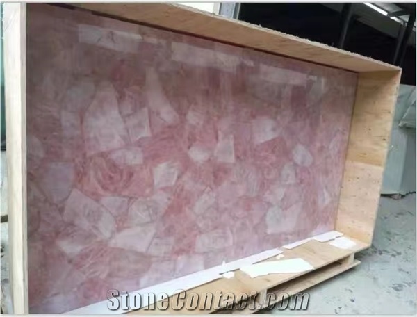 High-End Luxury Pink Semiprecious Stone Slabs and Tiles