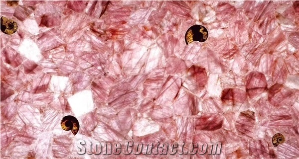 High-End Luxury Pink Semiprecious Stone Slabs and Tiles