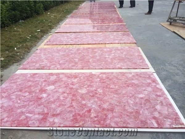 High-End Luxury Pink Semiprecious Stone Slabs and Tiles