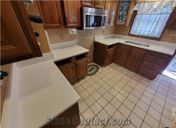 Iced White Stone Countertop Quartz Kitchen Island Tops