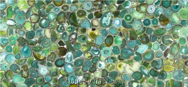 Luxury Decoration Gem Stone Green Agate Wall Panel and Tiles
