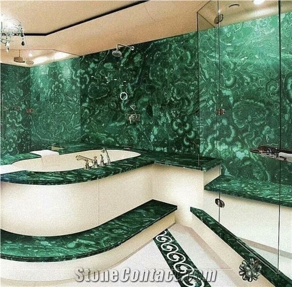 Luxury Green Marble Malachite Semiprecious Gemstone Tops