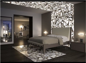 Luxury Semiprecious Gemstone Black Agate Slab for Countertop