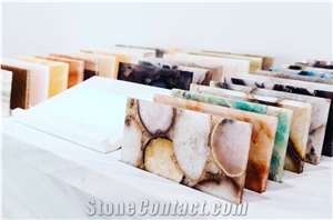 Luxury Semiprecious Gemstone Black Agate Slab for Countertop