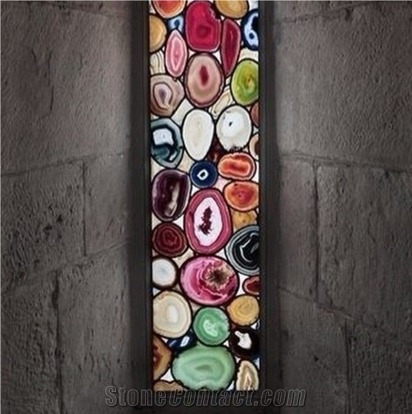 Luxury Semiprecious Gemstone Black Agate Slab for Countertop