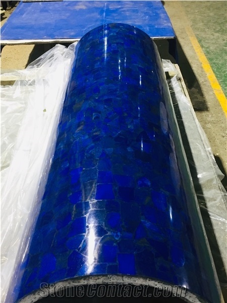 Luxury Semiprecious Stone Giant Hollow Blue Column/ Pillar