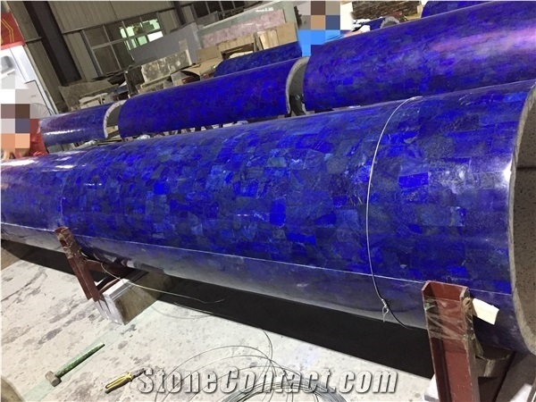 Luxury Semiprecious Stone Giant Hollow Blue Column/ Pillar