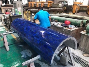 Luxury Semiprecious Stone Giant Hollow Blue Column/ Pillar