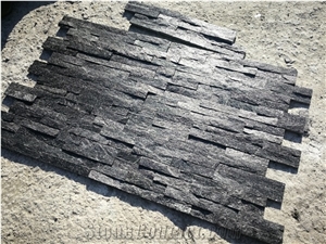 Natural Split Z Panel Black Quartzite Culture Wall Stone