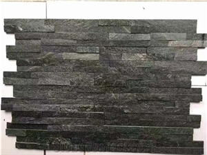 Natural Split Z Panel Black Quartzite Culture Wall Stone