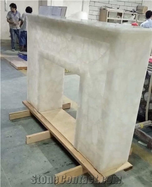 Natural Stone Backlit White Gemstone Dining Table