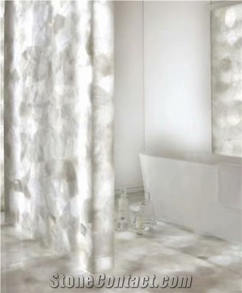 Natural Stone Backlit White Gemstone Dining Table