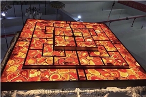 Red Agate Backlit Translucent Semiprecious Gemstone Slab