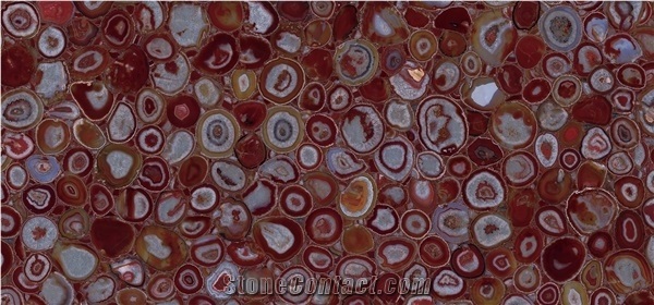 Red Agate Backlit Translucent Semiprecious Gemstone Slab