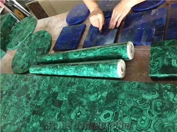 Semiprecious Gem Stone Green Malachite Panels Luxury Decor