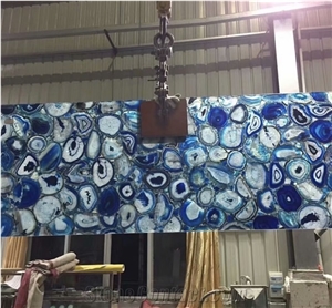 Semiprecious Gemstone Natural Composite Blue Agate Slab