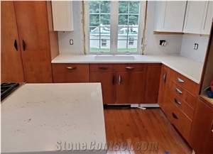 Strato Calacatta White Quartz Stone Kitchen Countertop