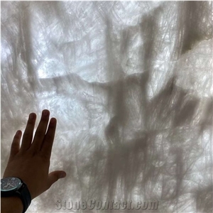 Backlit Crystal White Quartzite Slabs for Interior Design