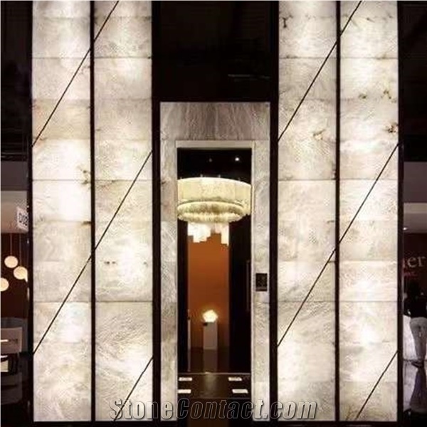 Backlit Crystal White Quartzite Slabs for Interior Design