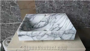 Bianco Carrara White Marble Split Finish Wash Bowls