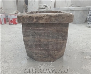 SILVER TRAVERTINE FLOWERPOT Flower Pots