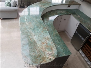 Amazon Green Quartzite Luxury Kitchen Model Countertops
