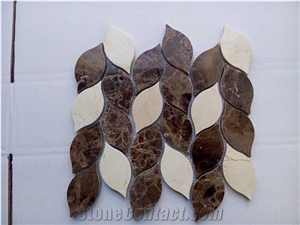 Herringbone Mixed Color Marble Floor Mosaic Design Tile