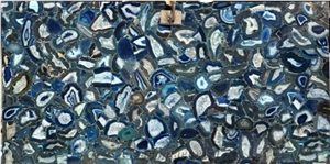 Luxury Gemstone Blue Agate Semiprecious Slabs