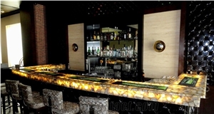 Luxury Gemstone Yellow Agate Semiprecious Bar Top