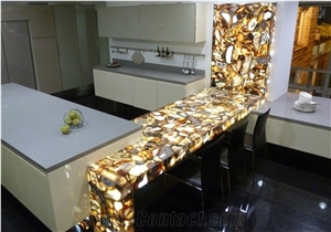 Luxury Gemstone Yellow Agate Semiprecious Bar Top