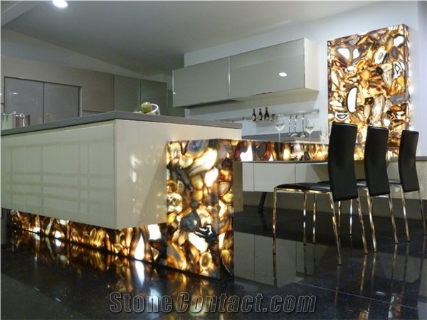 Luxury Gemstone Yellow Agate Semiprecious Bar Top