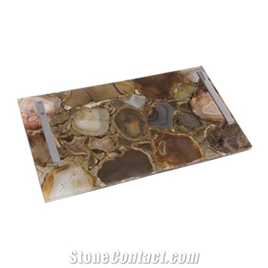 Luxury Gemstone Yellow Agate Semiprecious Bar Top