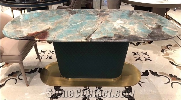 Luxury Polished Amazon Green Quartzite Table Top