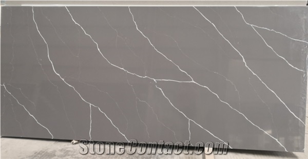 Calacatta Series Grey Quartz Slabs Gs6122 for Home Design