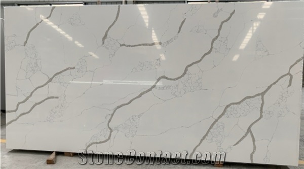 China Calacatta White Engineered Quartz Gs6119 for Kitchen