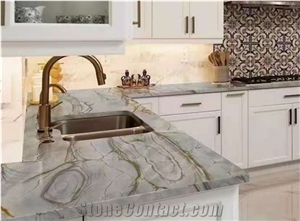 Brazil Blue Roman Quartzite Polished Kitchen Countertops
