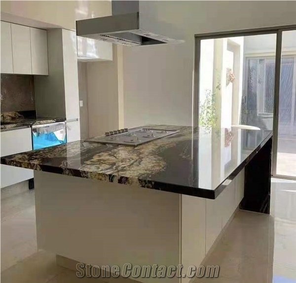 Brazil Prometheus Gold Granite Polished Custom Countertops