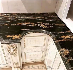 Brazil Prometheus Gold Granite Polished Custom Countertops