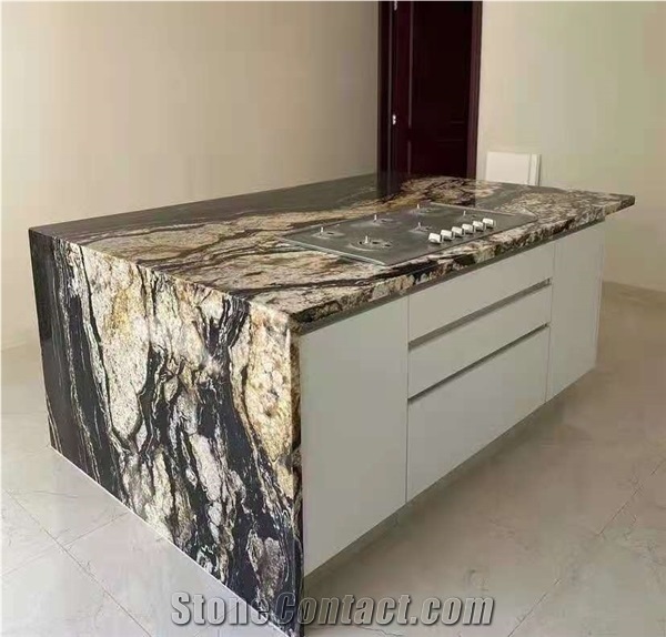 Brazil Prometheus Gold Granite Polished Custom Countertops