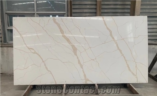 Calacatta Gold Artificial Stone Quartz Polished Slabs &Tiles