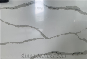 Calacatta White Artificial Stone Quartz Polished Wall Slabs