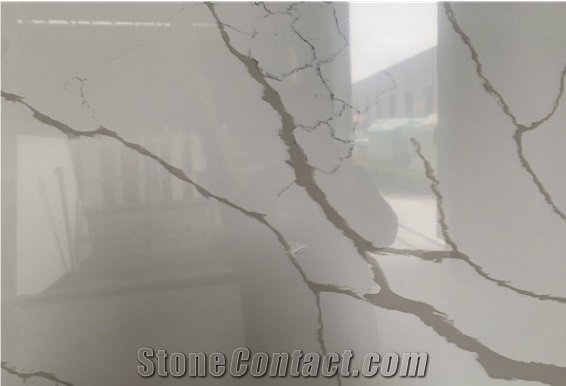 China Calacatta White Artificial Stone Quartz Polished Slabs