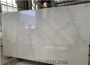 China Calacatta White Artificial Stone Quartz Polished Slabs
