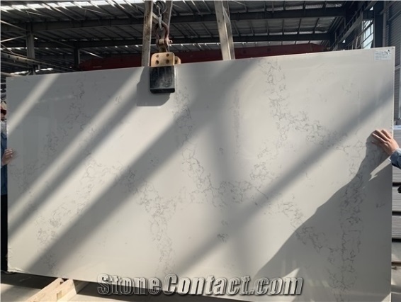 China Calacatta White Artificial Stone Quartz Polished Slabs