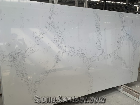 China Calacatta White Artificial Stone Quartz Polished Slabs