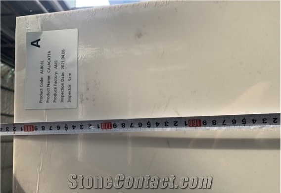 China Calacatta White Artificial Stone Quartz Polished Slabs