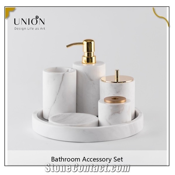 Bathroom Accessories Set, 5 Pcs Marble Look Bathroom Sets