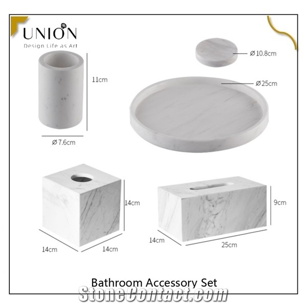 Bathroom Accessories Set, 5 Pcs Marble Look Bathroom Sets
