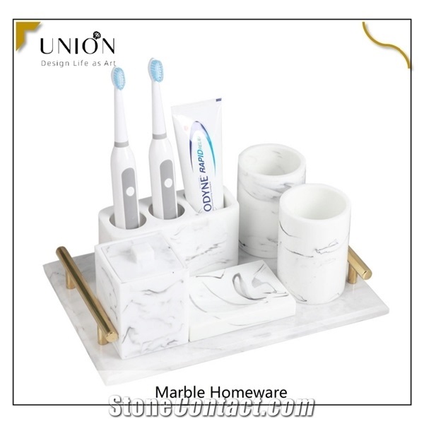 Bathroom Sets 5 Pieces Marble Acrylic Bathroom Accessories